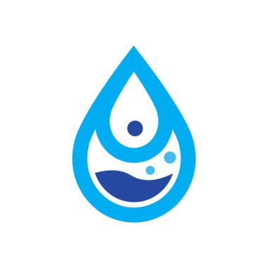 Beyaz arkaplanda soyut su damlası logosu sembolü, Waterdrop Logo tasarım şablonu. Doğal Düşen Su Logosu Şablon Çizim Tasarımı
