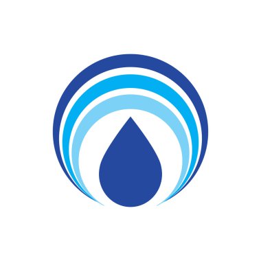 Beyaz arkaplanda soyut su damlası logosu sembolü, Waterdrop Logo tasarım şablonu. Doğal Düşen Su Logosu Şablon Çizim Tasarımı