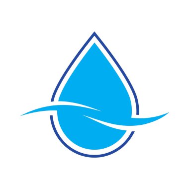 Beyaz arkaplanda soyut su damlası logosu sembolü, Waterdrop Logo tasarım şablonu. Doğal Düşen Su Logosu Şablon Çizim Tasarımı