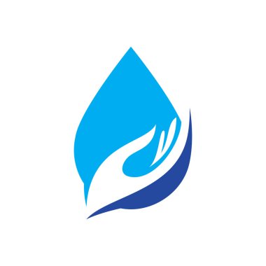 Beyaz arkaplanda soyut su damlası logosu sembolü, Waterdrop Logo tasarım şablonu. Doğal Düşen Su Logosu Şablon Çizim Tasarımı