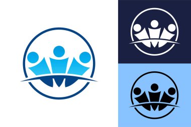 People Logo Şablonu, Sosyal medya ağı insanları logosu, aile vektör tasarım şablonu, bir işletme için danışmanlık logosu, İletişim Logosu Kavramı 'na bağlan