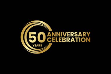 Anniversary logo template design birthday celebration, Golden anniversary emblem, Design for booklet leaflet magazine brochure poster web invitation or greeting card