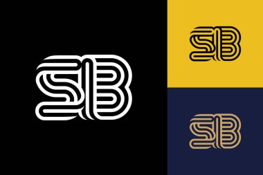 S and B combination Lines Letter Logo Creative Line Letters Design Template