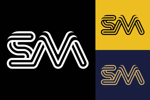 Combinación Líneas Letra Logotipo Línea Creativa Letras Diseño Plantilla — Vector de stock