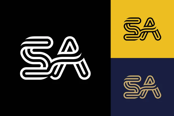 Una Combinación Líneas Letra Logo Creative Line Letras Plantilla Diseño — Vector de stock