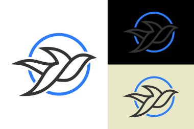Soyut Uçan Güvercin logosu sembolü, Kuş logosu tasarım şablonu