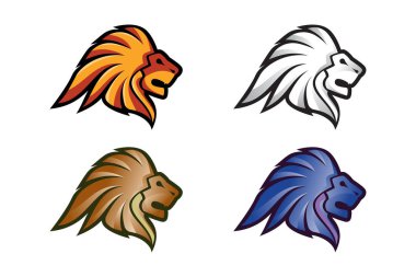Aslan Başı Logo Vektör Şablonu Çizim Tasarımı, Vahşi Aslan Başı Maskotu