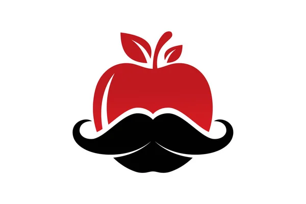 Signo Logotipo Manzana Bigote Estilo Plano Sobre Fondo Blanco — Vector de stock