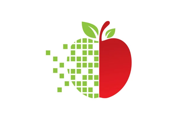 Symbol Znaku Apple Pixel Data Logo Płaskim Stylu Białym Tle — Wektor stockowy