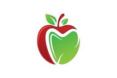 Dental apple logo sign symbol design, Green apple tooth teeth dent dental dentist image icon
