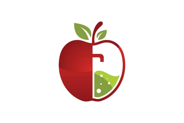 Świeży Sok Jabłkowy Wektor Ilustracji Logo Izolowane Białym Tle Logo — Wektor stockowy