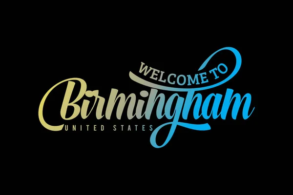 Bienvenido Birmingham Word Text Creative Font Design Illustration Señal Bienvenida — Vector de stock