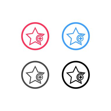 Artı sembollü en sevdiği simge. Favori bir simge, Yıldız ekle artı işareti, yer imi sembolü, düğme