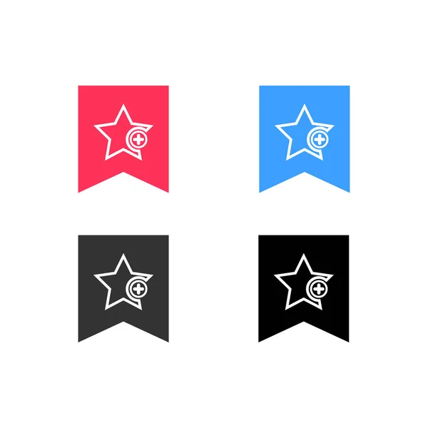 Значок Избранное Плюсом Любимая Иконка Знак Звезда Плюс Символ Закладки — стоковый вектор