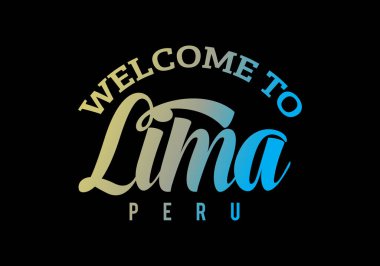Lima 'ya Hoşgeldiniz, Peru Kelimesi Yazı Tipi Yaratıcı Yazı Tipi Tasarımı Çizimi, Hoşgeldiniz işareti