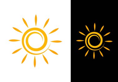 Güneş vektörü logo konsepti tasarım şablonu, Summer Hot Soyut Sun