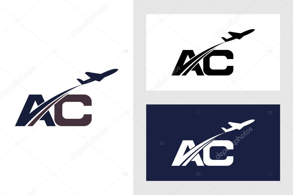 Initial Letter A and C with Aviation Logo Design, Air, Airline, Airplane and Travel Logo template.