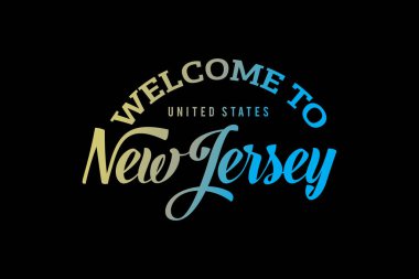 NEW JERSEY Kelime Metni, Yaratıcı Yazı Tipi Tasarımı İllüstrasyonu, Hoşgeldiniz İşareti 'ne Hoşgeldiniz