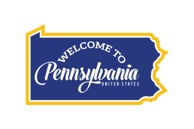 PENNSYLVANIA Kelime Metni, Yaratıcı Yazı Tipi Tasarımı İllüstrasyonuna, Haritayla Hoşgeldiniz