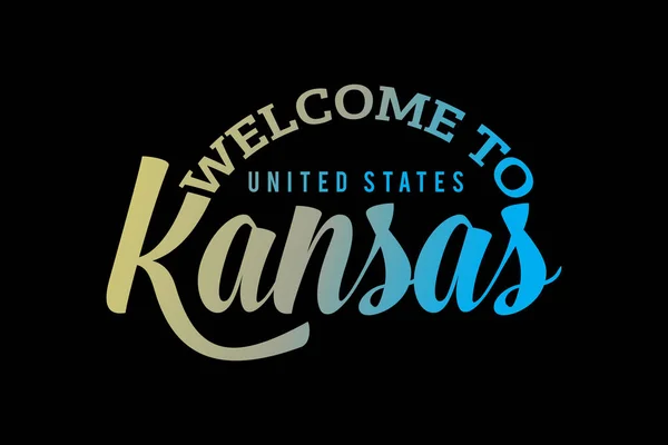 欢迎来到Kansas Word Text Creative Font Design Illustration Welcome Sign — 图库矢量图片