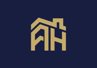 A ve H harflerinin baş harfleri çatıda. Emlak logosu tasarımı konsepti.