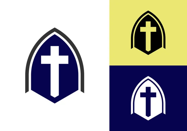 Church Logo Christian Sign Symbols Cross Jesus — Stock Vector