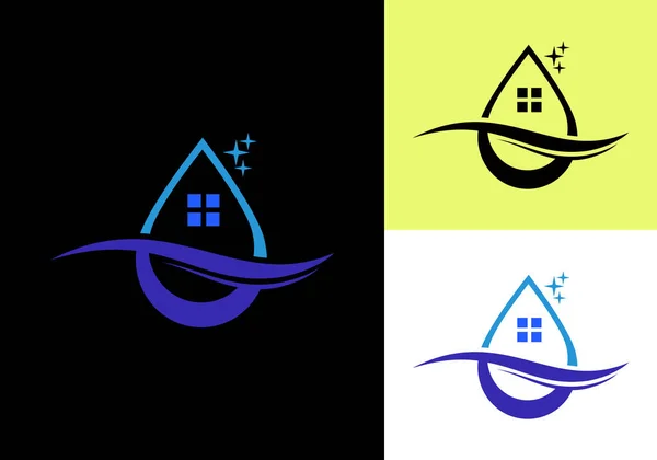 房屋清洁服务标志设计模板 清洁公司标志符号 — 图库矢量图片