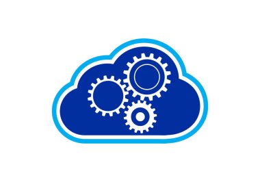 Dijital Teknik Bulut Logo tasarım işareti Vektör Çizimler.