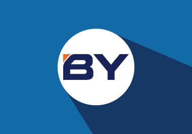 B Y İlk harf logosu tasarımı, Yaratıcı Modern Harfler Vektör Simgesi Simgesi İllüstrasyonu.
