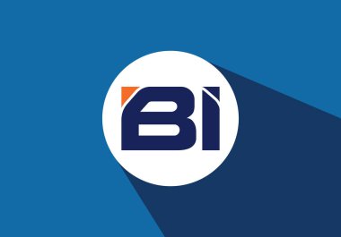 B I İlk harf logosu tasarımı, Yaratıcı Modern Harfler Vektör Simgesi Simgesi İllüstrasyonu.