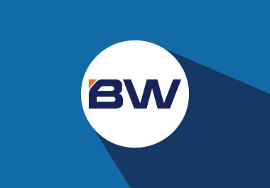 B W İlk harf logosu tasarımı, Yaratıcı Modern Harfler Vektör Simgesi Simgesi İllüstrasyonu.