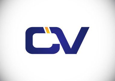 C V İlk harf logosu tasarımı, Yaratıcı Modern Harfler Vektör Simgesi Simgesi İllüstrasyonu.