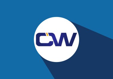 C W İlk harf logosu tasarımı, Yaratıcı Modern Harfler Vektör Simgesi Simgesi İllüstrasyonu.