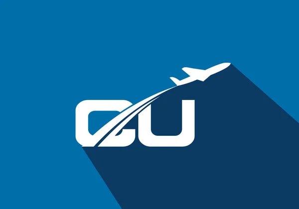 Initial Letter C and U  with Aviation Logo Design, Air, Airline, Airplane and Travel Logo template.