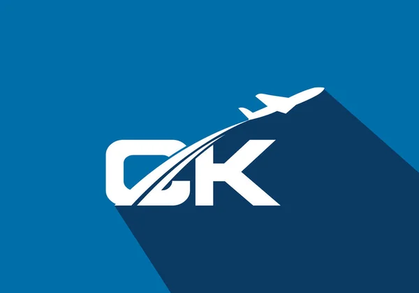 Initial Letter C and K  with Aviation Logo Design, Air, Airline, Airplane and Travel Logo template.