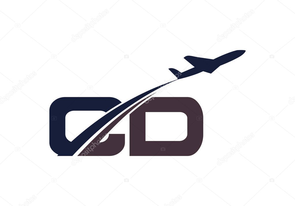 Initial Letter C and D  with Aviation Logo Design, Air, Airline, Airplane and Travel Logo template.