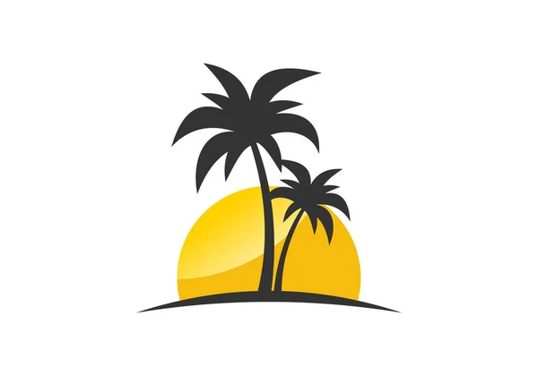 Simple Moderno Logotipo Playa Tropical Único Símbolo Verá Bien Como — Archivo Imágenes Vectoriales