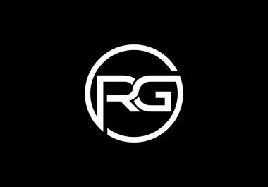 İlk R ve G harfi logo tasarımı, Yaratıcı Minimalist Harfler Vektör Simgesi Simgesi İllüstrasyonu.