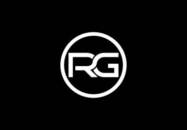 İlk R ve G harfi logo tasarımı, Yaratıcı Minimalist Harfler Vektör Simgesi Simgesi İllüstrasyonu.