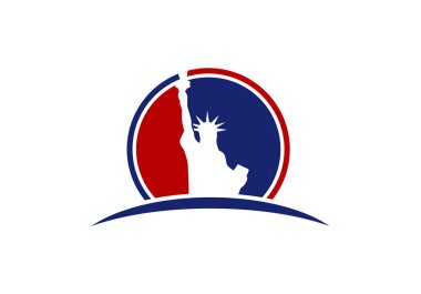 Anma Günü. Beyaz arka planda Özgürlük Anıtı. Amblem, logo. Vektör.