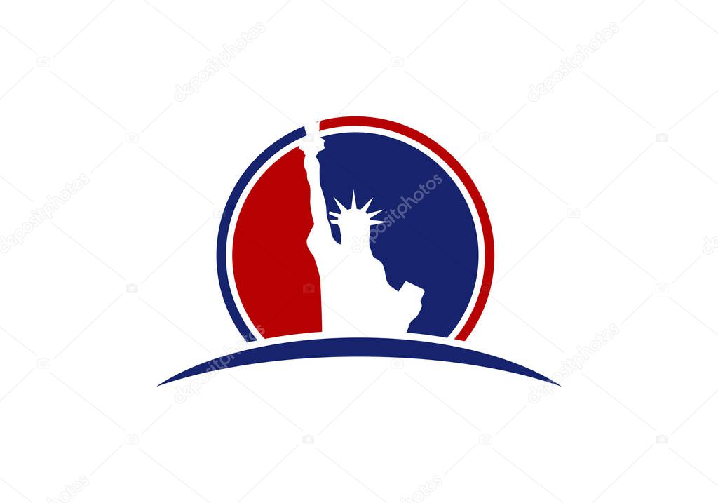 Memorial Day. Statue of Liberty on a white background. Emblem, logo. Vector.