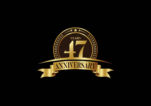 47Ste Verjaardag Logo Template Vector Ontwerp Verjaardagsviering Gouden Verjaardag Embleem — Stockvector
