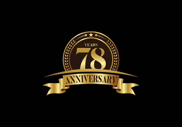 78Ste Verjaardag Logo Sjabloon Vector Ontwerp Verjaardagsviering Gouden Verjaardag Embleem — Stockvector