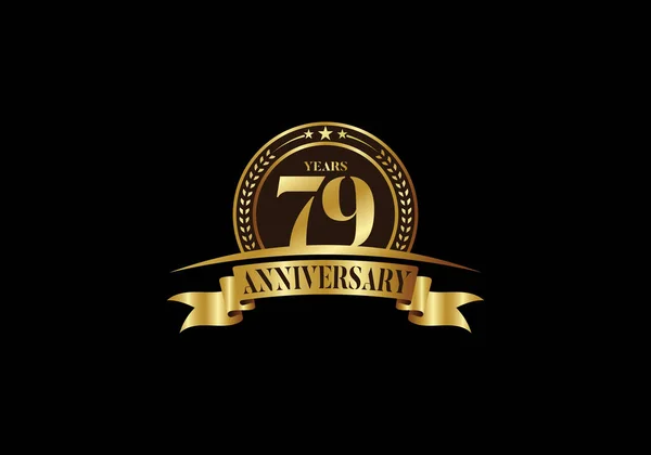 79Ste Verjaardag Logo Template Vector Ontwerp Verjaardagsviering Gouden Verjaardag Embleem — Stockvector