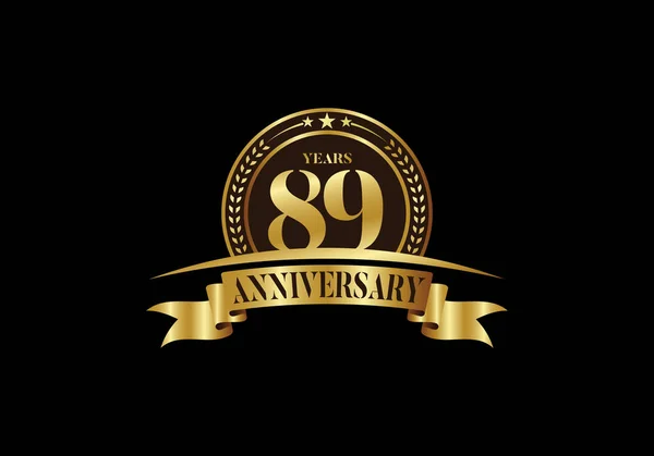 Yıl Dönümü Logo Şablonu Vektör Tasarımlı Doğum Günü Kutlaması Kurdeleli — Stok Vektör