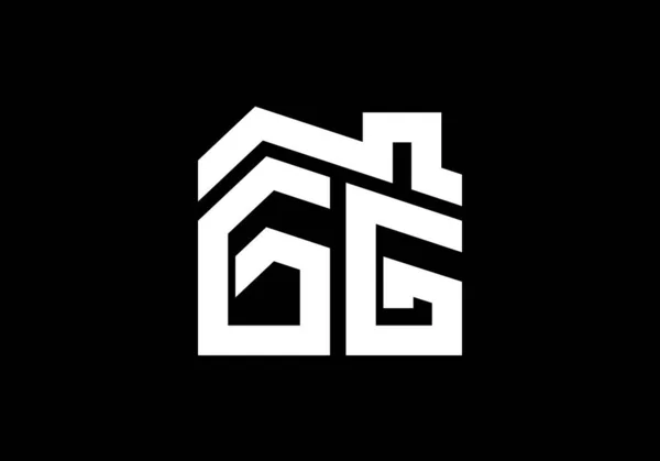 Lettera Iniziale Con Tetto Concetto Design Del Logo Immobiliare — Vettoriale Stock