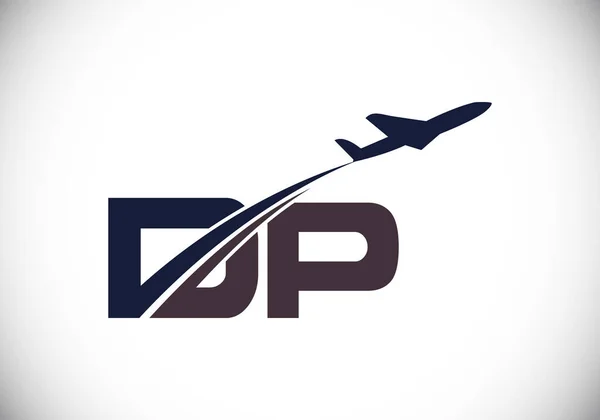 Letra Inicial Con Diseño Logotipo Aviación Air Airline Airplane Plantilla — Vector de stock