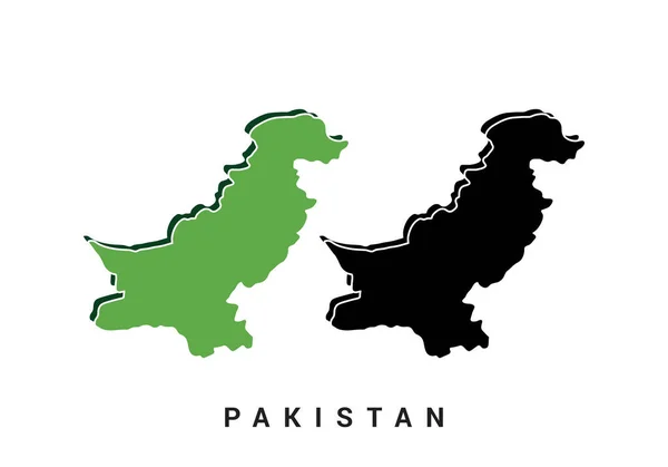 白色背景上的巴基斯坦彩色和黑色地图 — 图库矢量图片