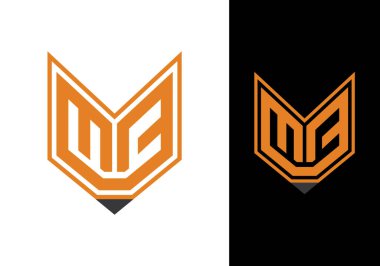 İlk harf M Düz tasarım monogramda modern tilki kafası sanat sembolü olan bir logo şablonu.