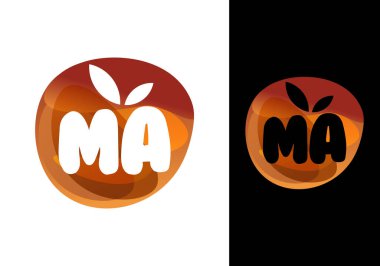 İlk harf M A elma meyvesi logo tasarım şablonu